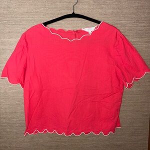ATHE VANESSA BRUNO scalloped red blouse size 36 100% cotton